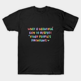 What a Beautiful Day to Respect Other People's Pronouns Pride Shirt, LGBTQ Pride, Gay Shirt, Lesbian Shirt, Gift for Gay Lesbian, Queer Pride Month T-Shirt